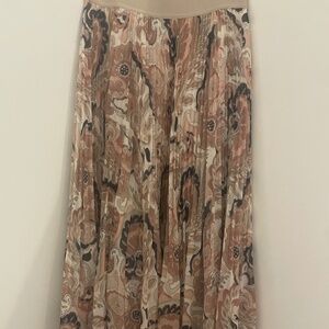 Paisley pleated  midi skirt